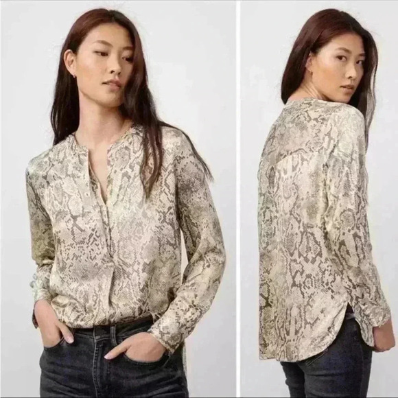 Rails grey snakeskin button up long sleeve flowy shirt in size medium - Picture 5 of 5